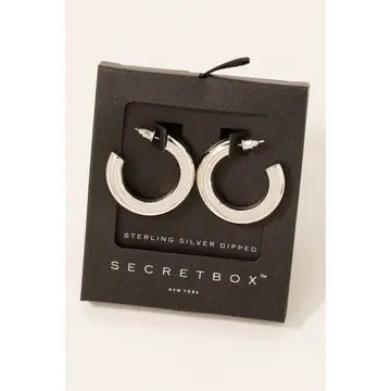 White Gold Secret Box Tube Hoop Earrings