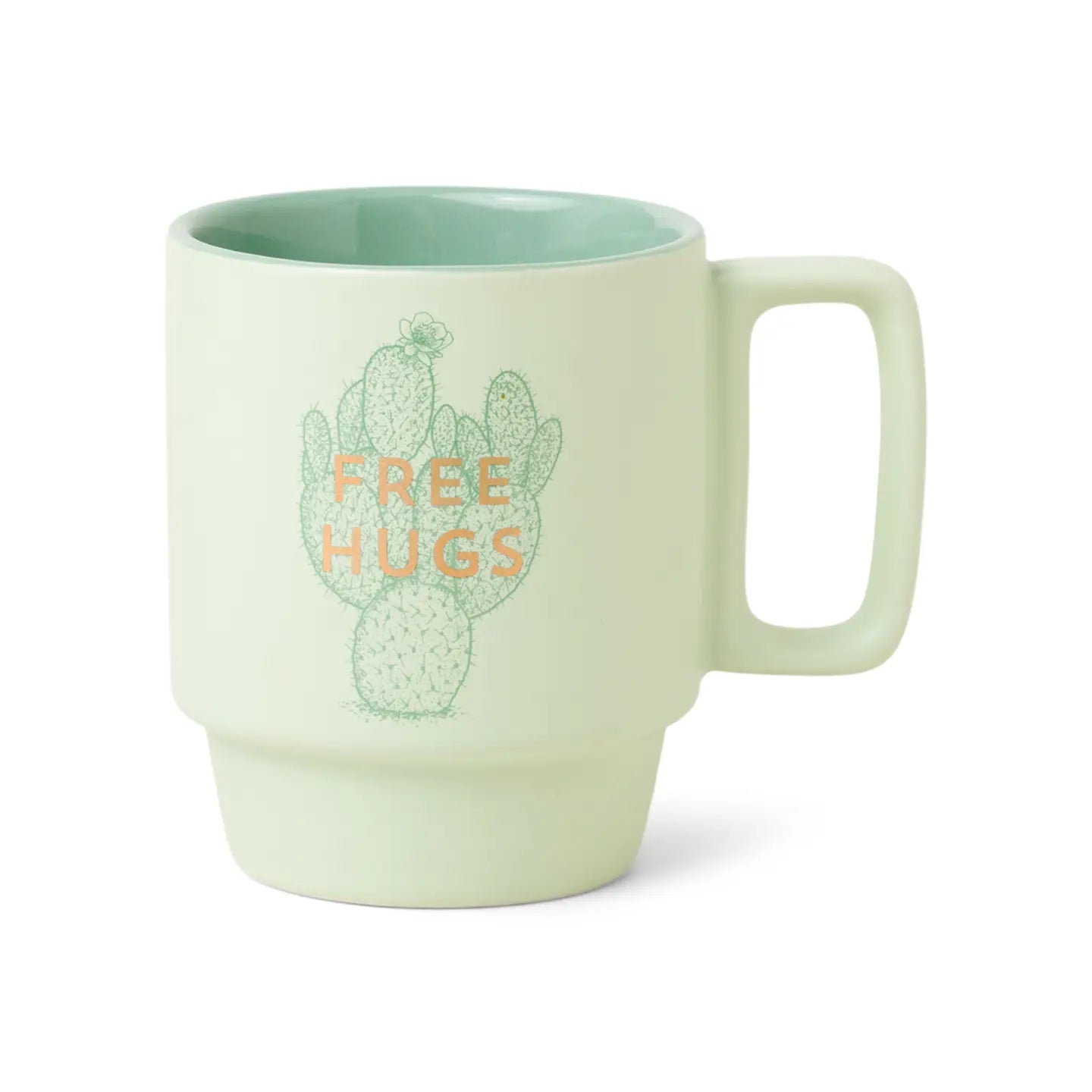 Vintage Sass Ceramic Mug, 12 oz - "Free Hugs" Cactus