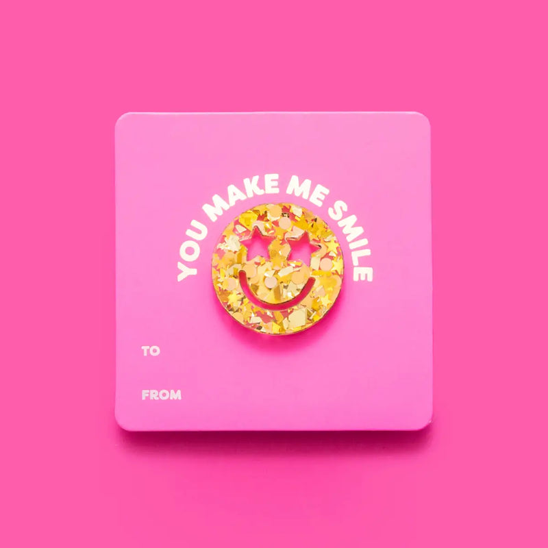 Giftable Carded Pin - Smiley - Gold Confetti