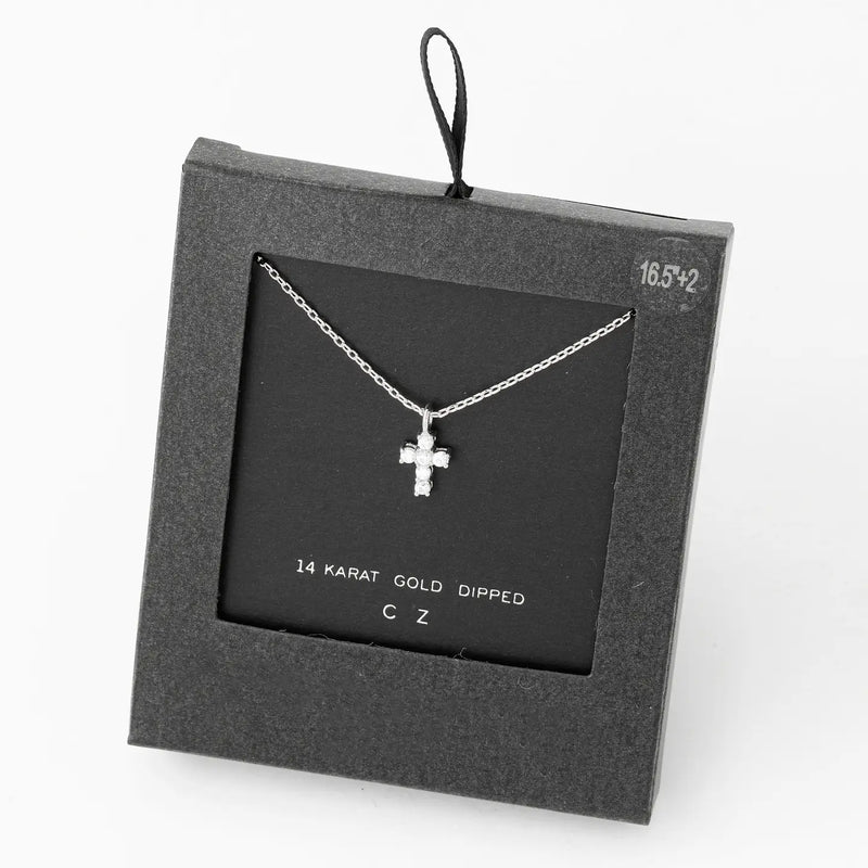 White Gold Secret Box Cross Necklace