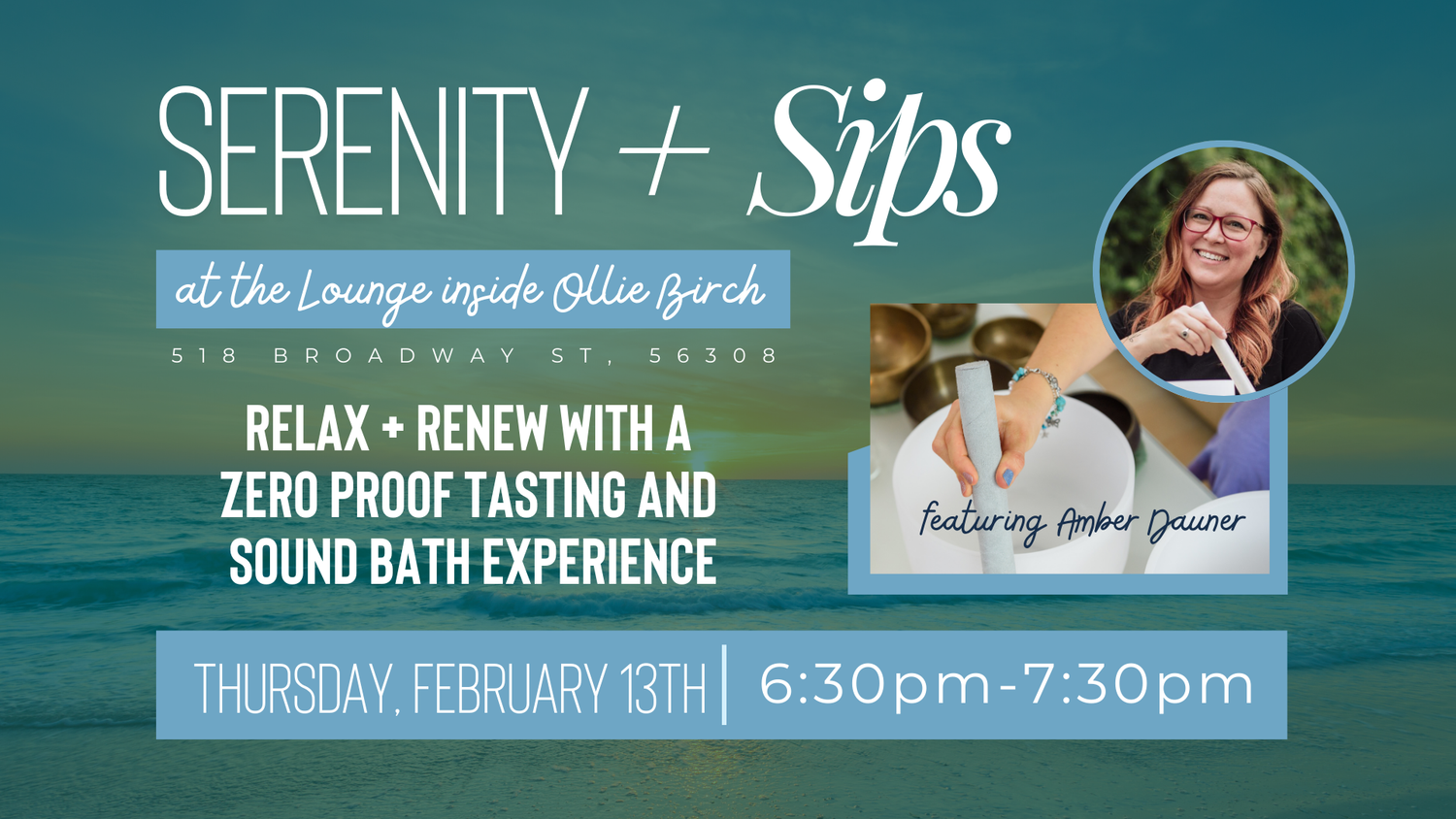 February Serenity + Sips: Sound Bath Experience at Ollie Birch with Amber Dauner