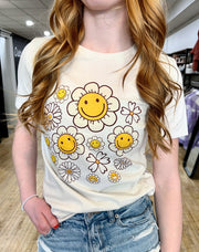 Smiley Flowers Graphic Tee