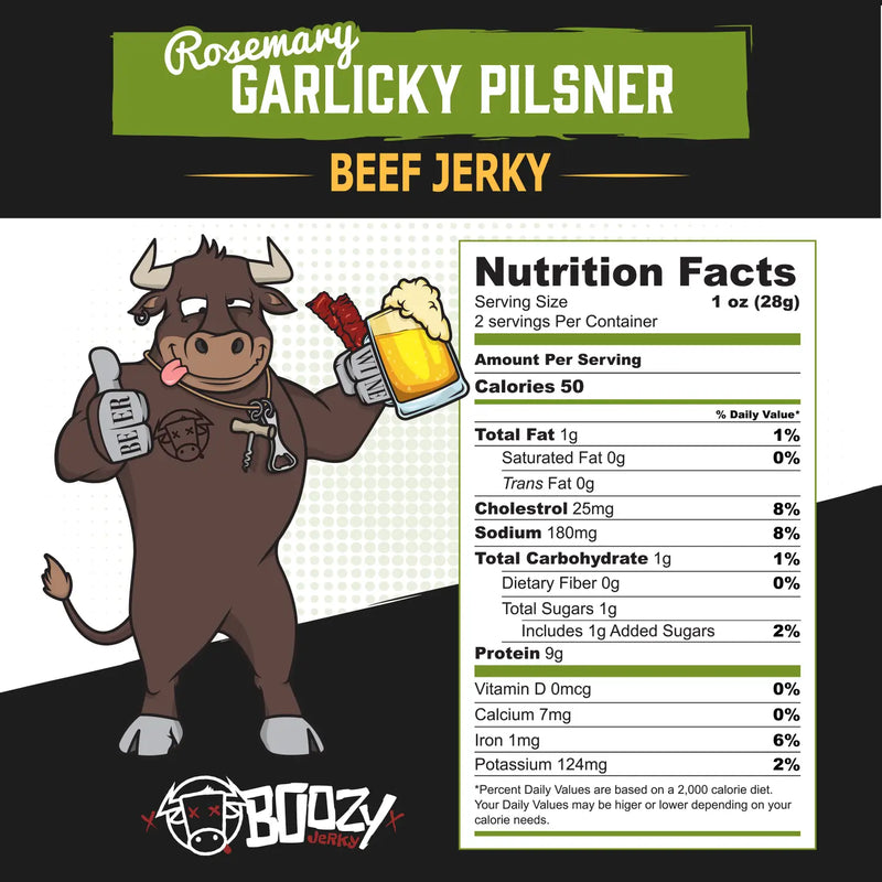 Rosemary Garlicky Pilsner Beef Jerky - Boozy Jerky