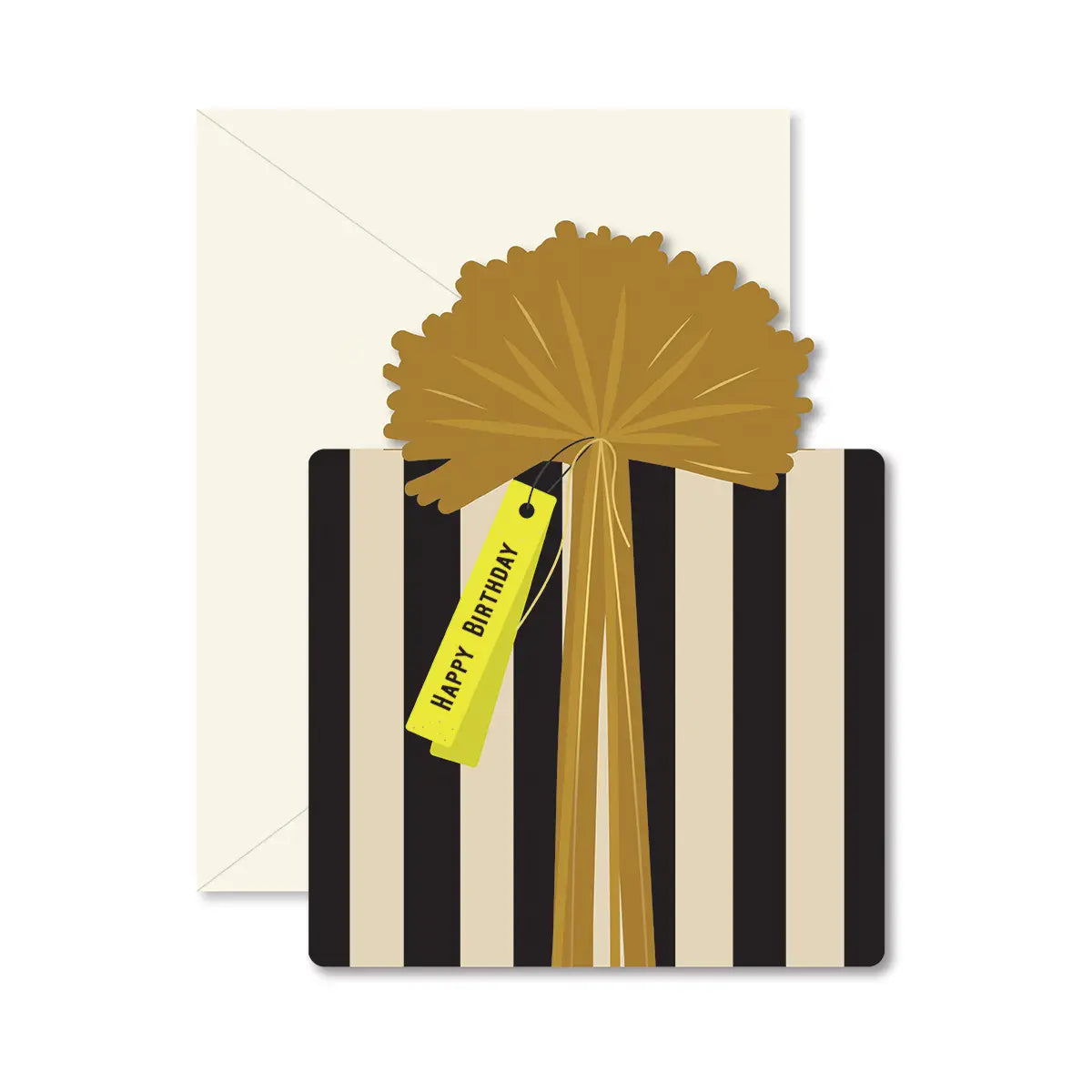 Black Stripe Birthday Gift Die-Cut Folded Greeting Card