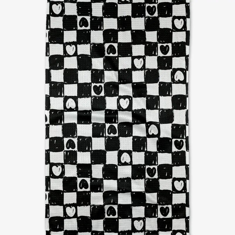 Checkered Hearts Tea Towel