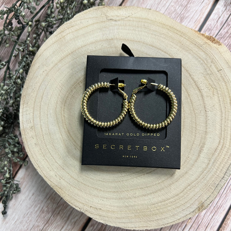 Secret Box Solid Coil Hoop Earrings