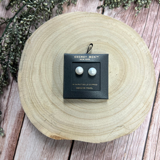 Secret Box Pearl Stud Earrings