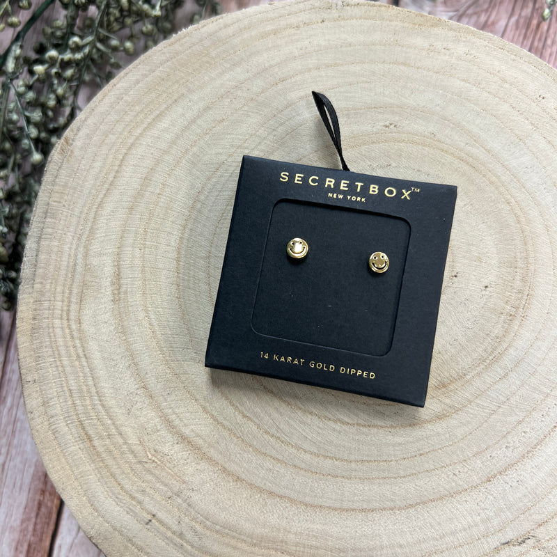 Secret Box Mini Smiley Face Stud Earrings