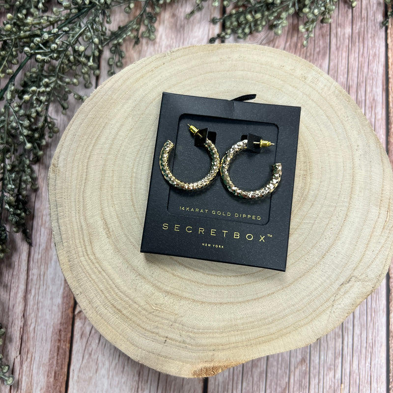 Secret Box Textured Hoop Earrings