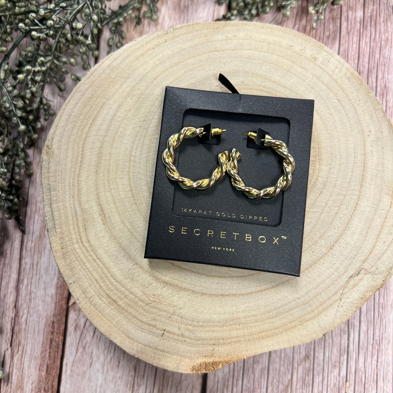 Secret Box Braided Hoop Earrings