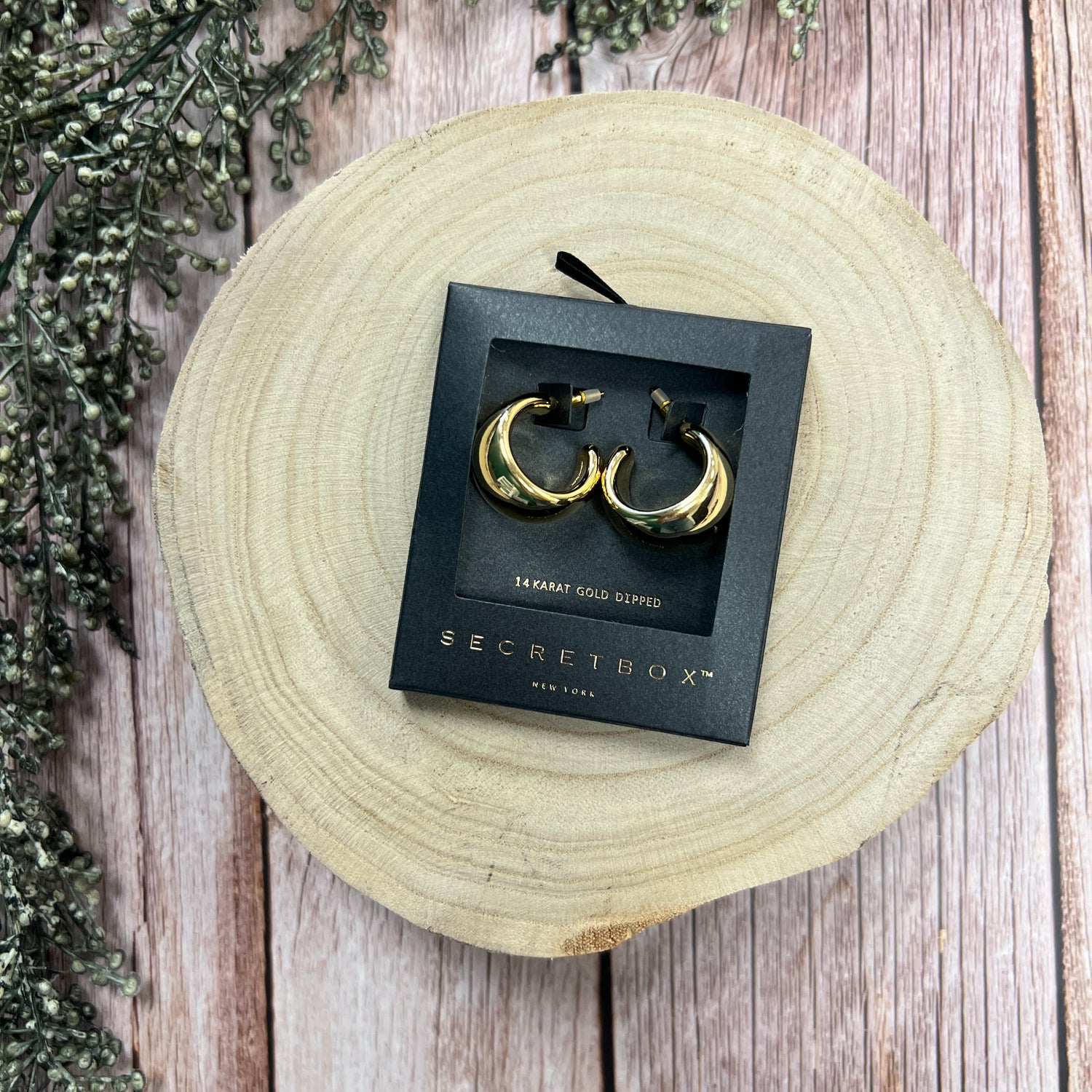 Secret Box Small Wide Hoop Earrings