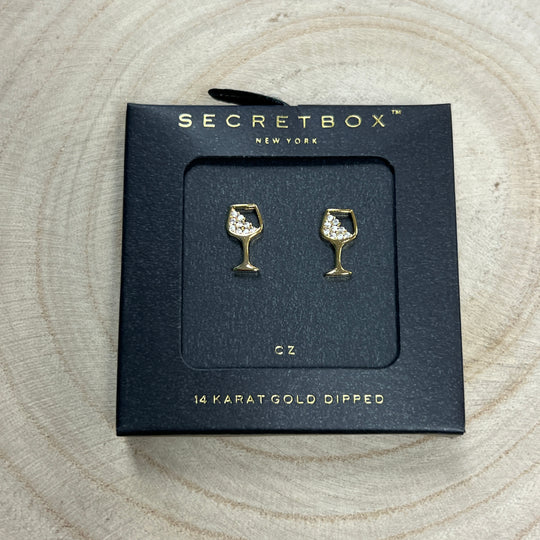 Secret Box Wine Glass Earrings