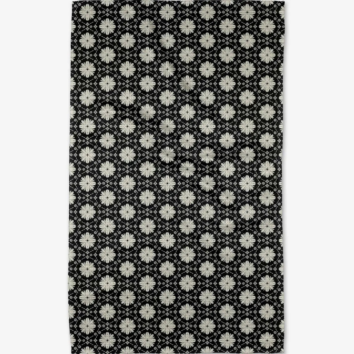 Monochrome Floral Tea Towel