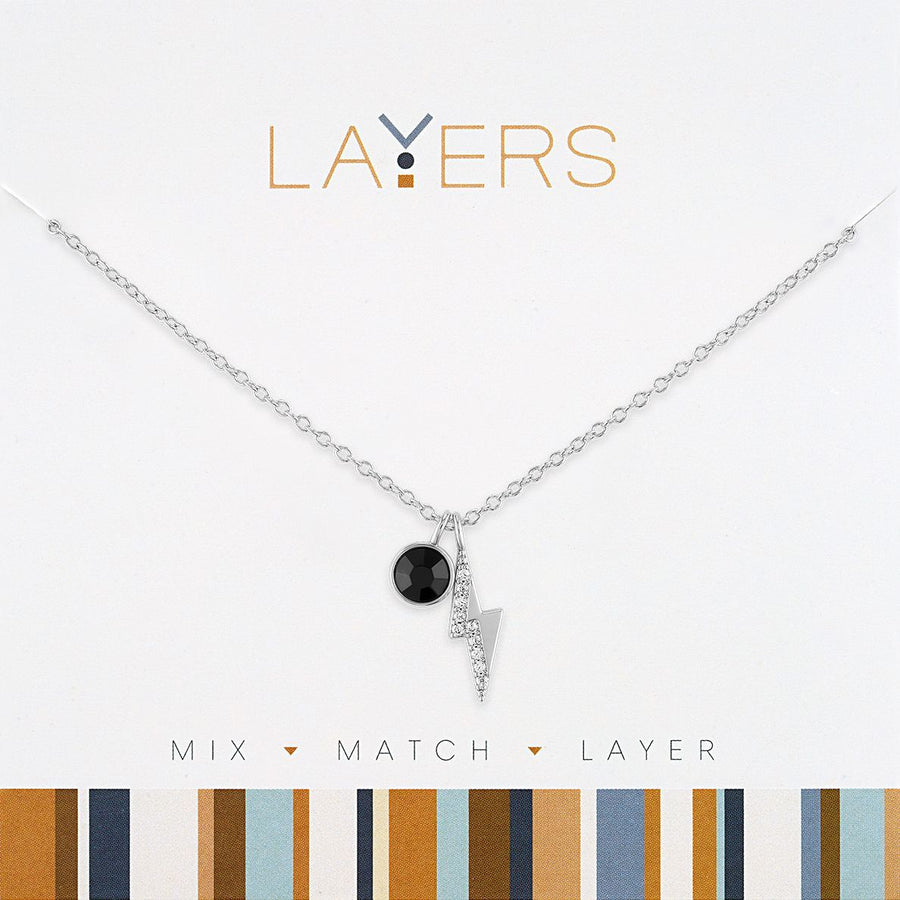 Silver Lightning Bolt Layers Necklace