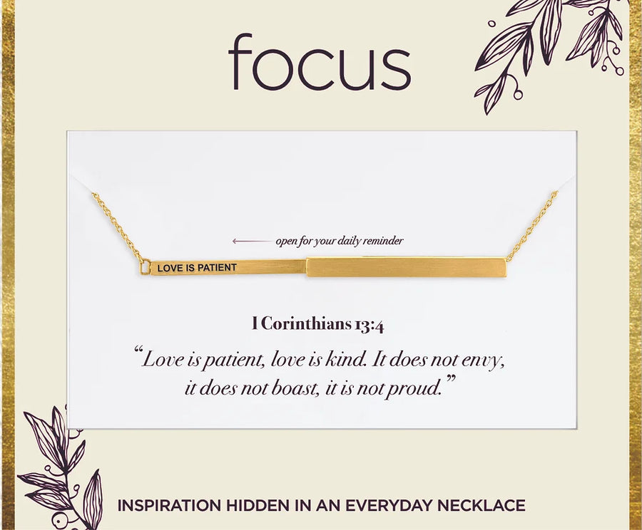 "Love Is Patient" Gold Focus Necklace