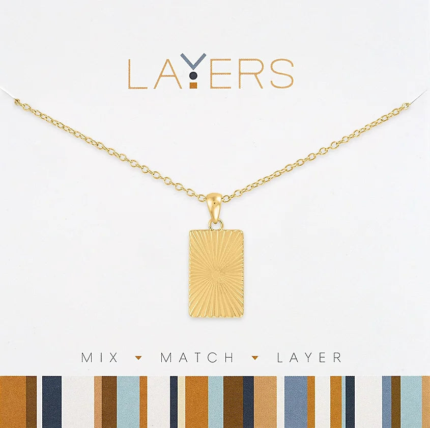 Gold Textured Tag Layers Necklace