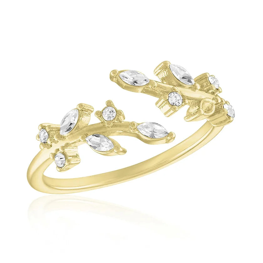 CZ Leaf Gold Layers Rings