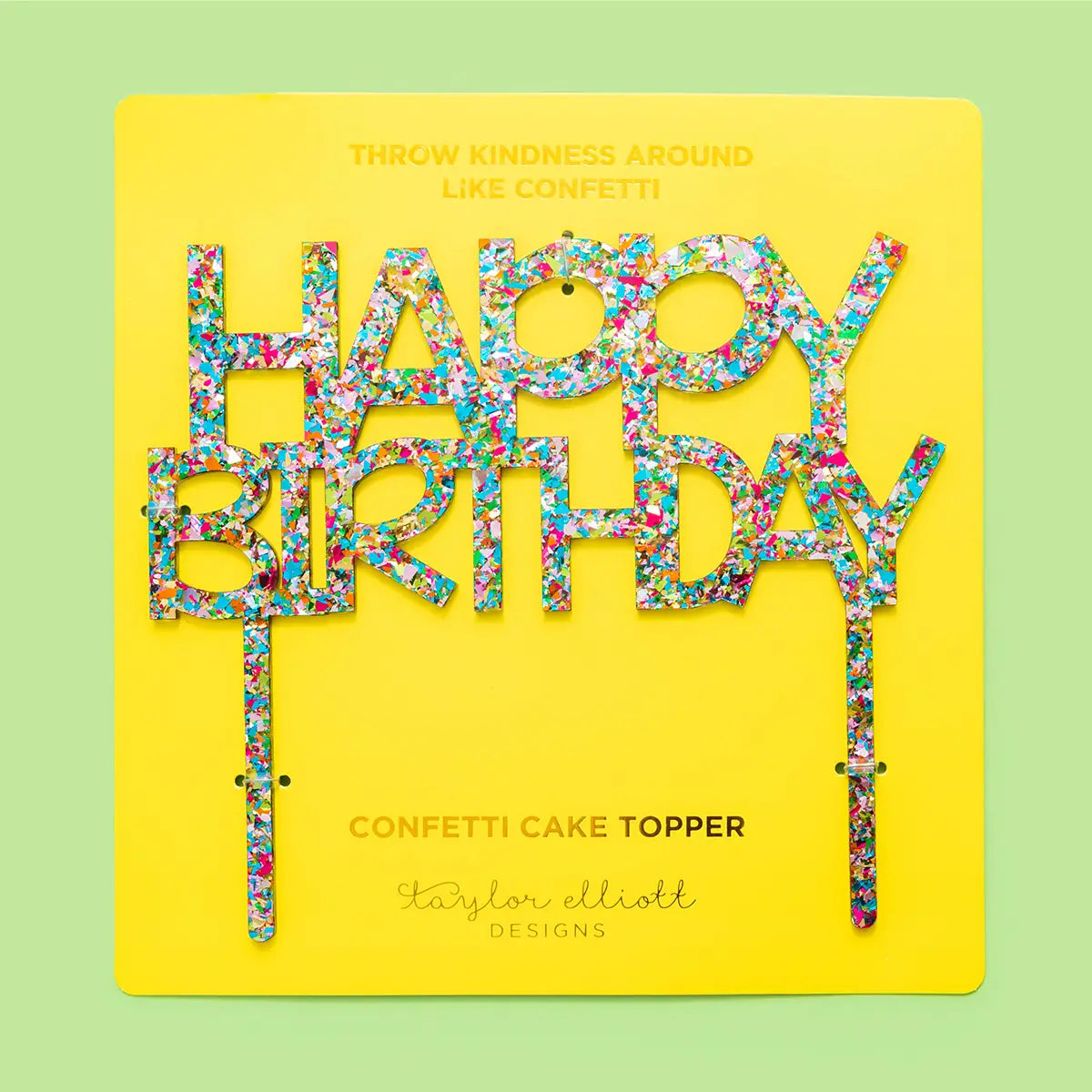 Cake Topper - "Happy Birthday" - Colorful Confetti