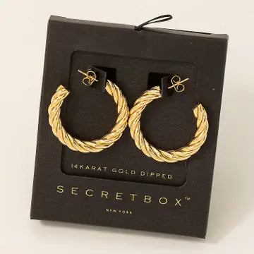 Secret Box Round Twist Hoop Earrings