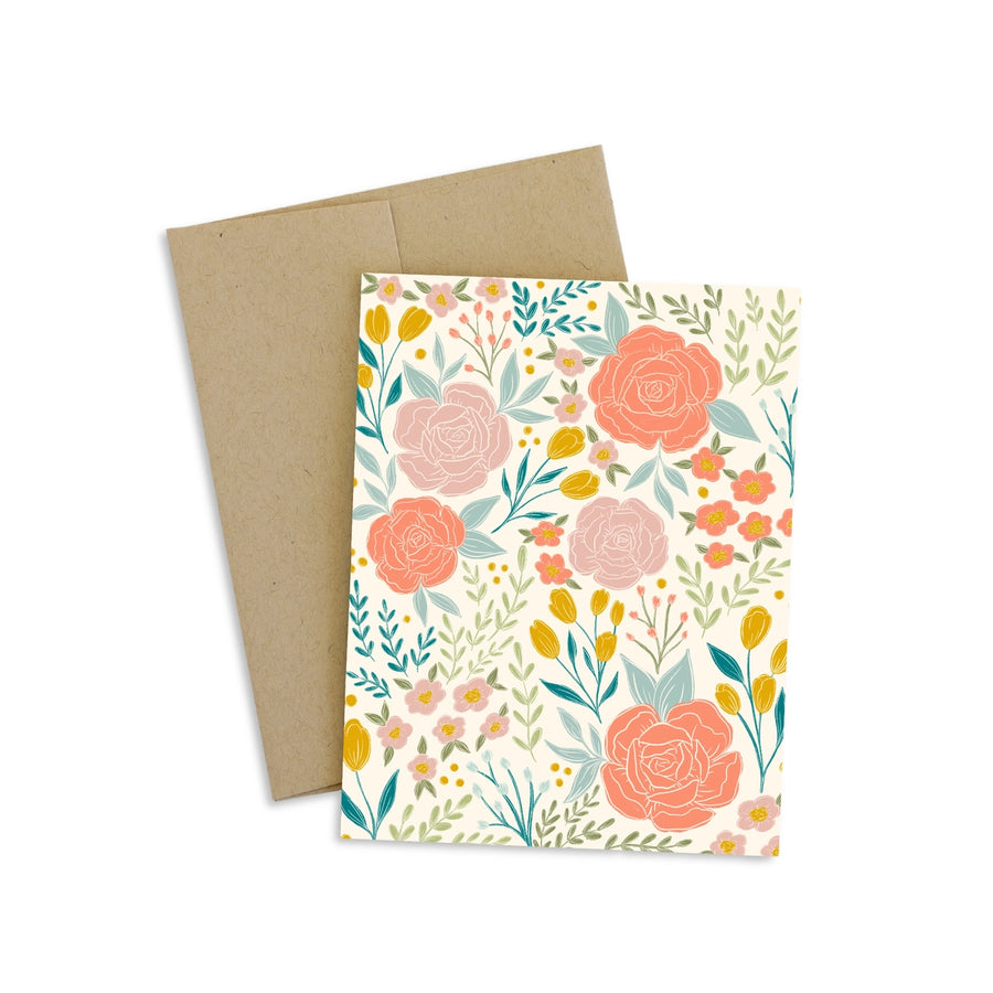 Peonies And Tulips Greeting Card