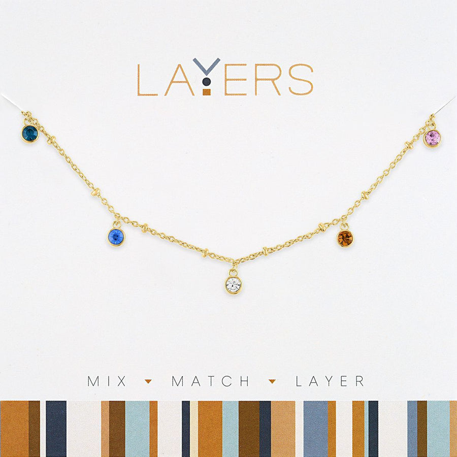 Gold Multi Color Disc Layers Necklace