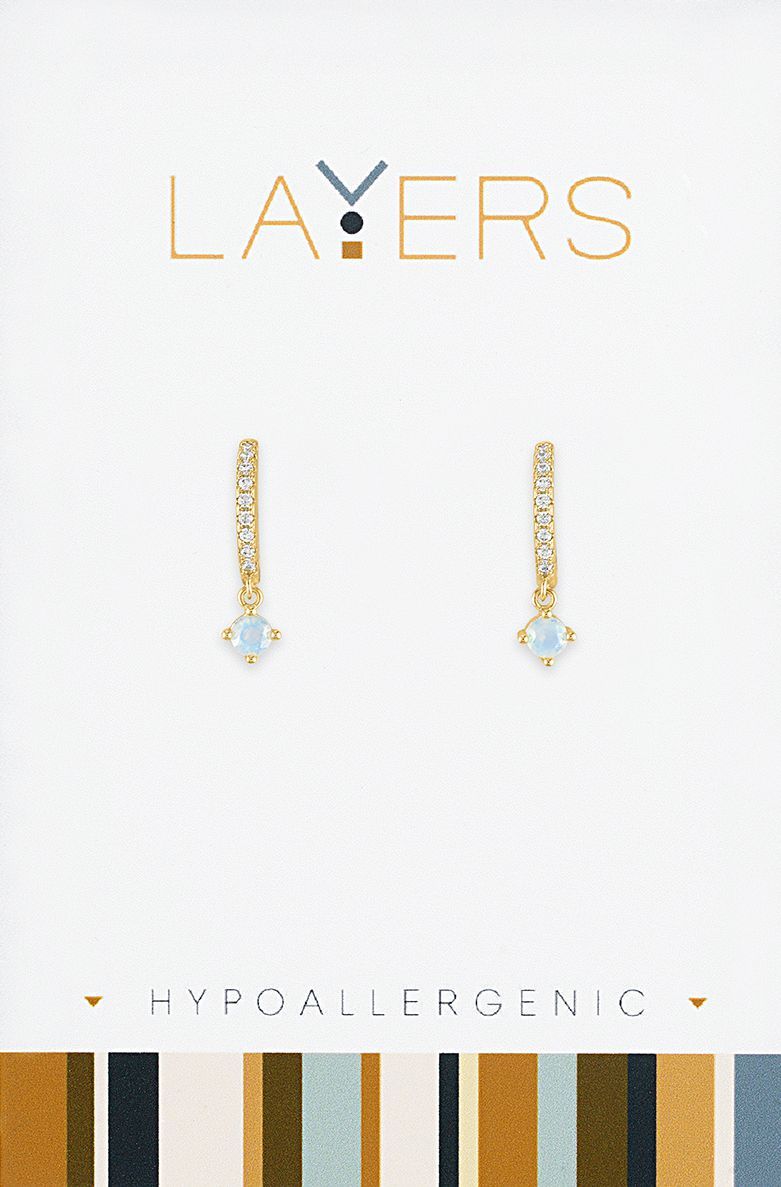 Gold Opal CZ Huggie Layers Earrings