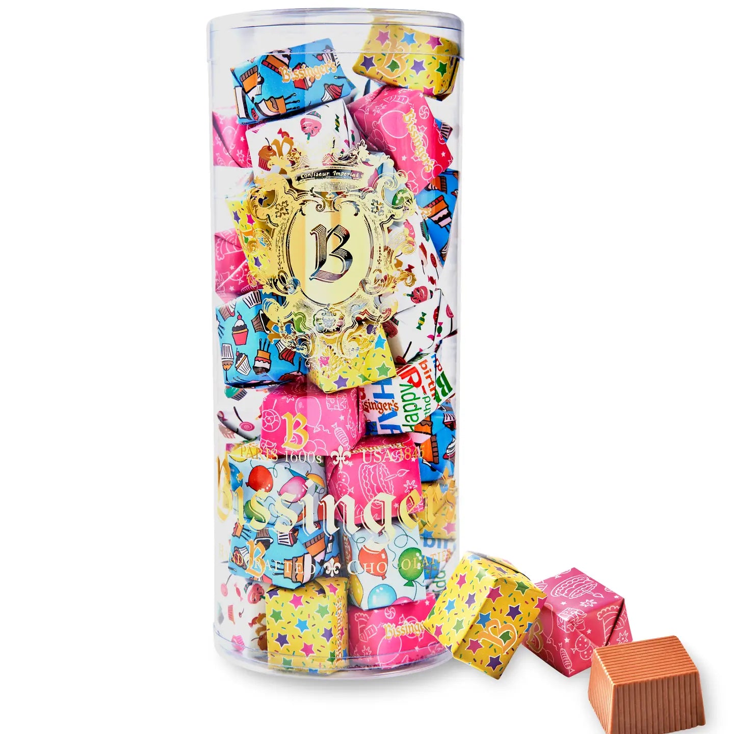 Bissinger's Solid Milk Chocolate Birthday Presents Tube