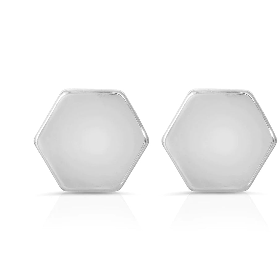 Eternal Strength - Silver Hexagon Earrings