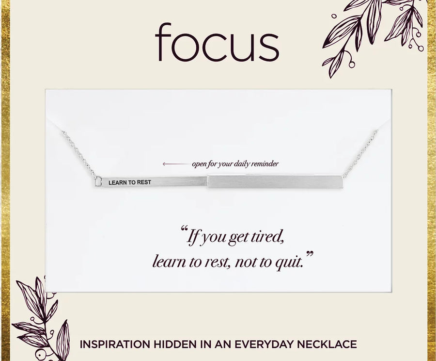 "Learn To Rest" Silver Focus Necklace