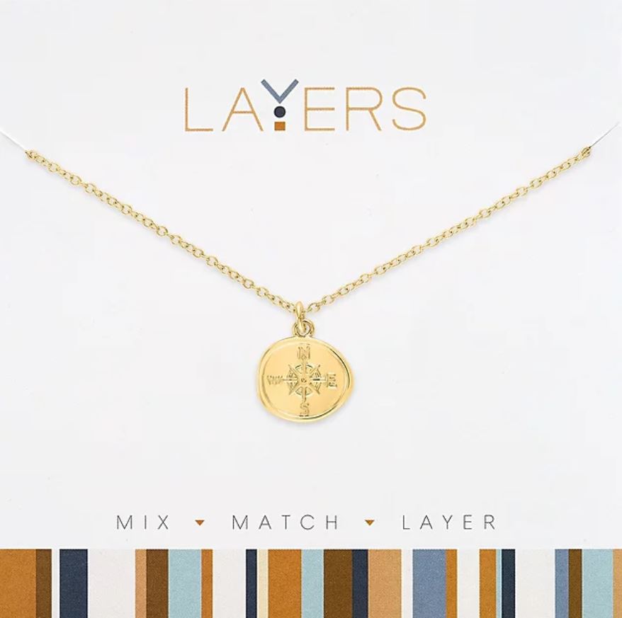 Gold Compass Layers Necklace