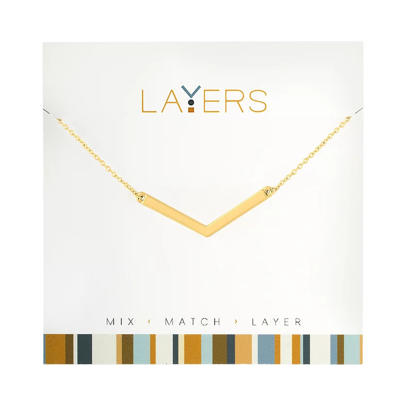 Gold Wide "V" Layers Necklace