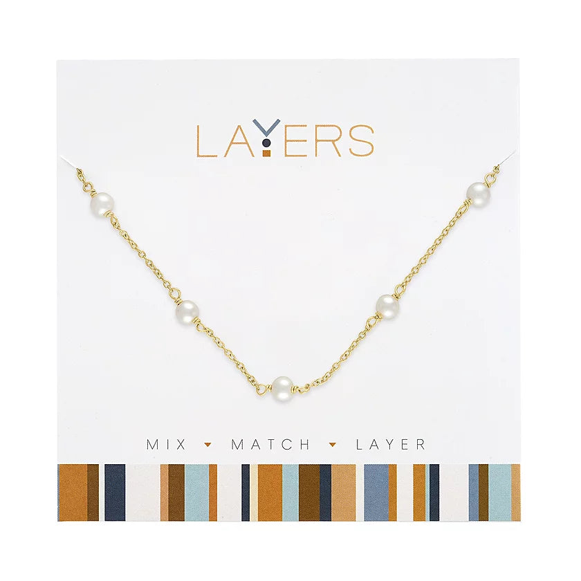 Gold Multi Pearl Layers Necklace