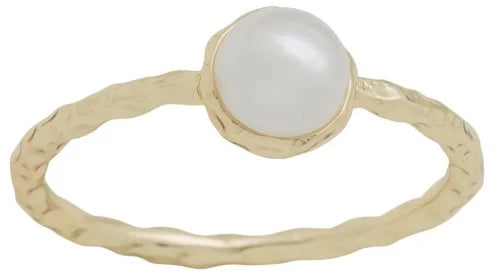 Round Pearl Gold Layers Ring