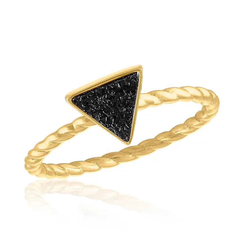 Black Triangle Druzy Gold Layers Ring