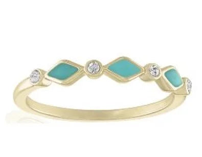 Infinity Turquoise Diamond Gold Layers Ring