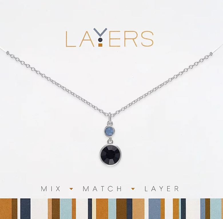 Silver Drop Stone Montana Blue Layers Necklace