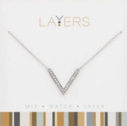 Silver Narrow "V" Layers Necklace