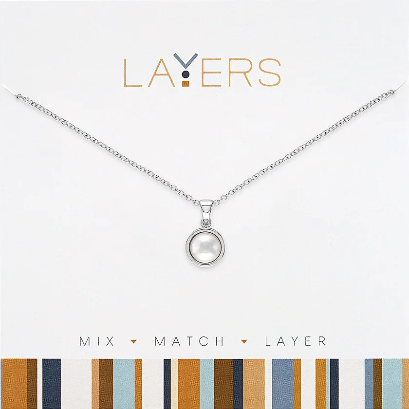 Silver Round Pearl Layers Necklace