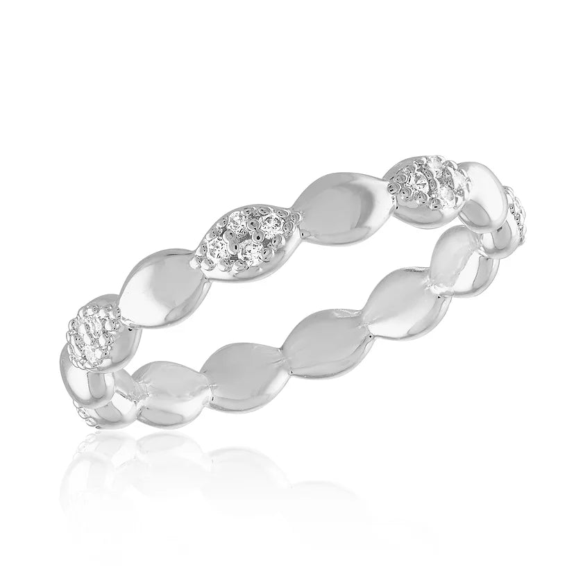 Endless CZ Studded Oval Stack Ring