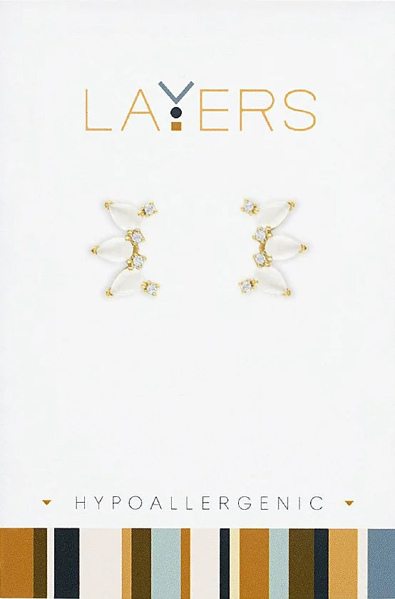 Gold Petal Climber Layers Earrings