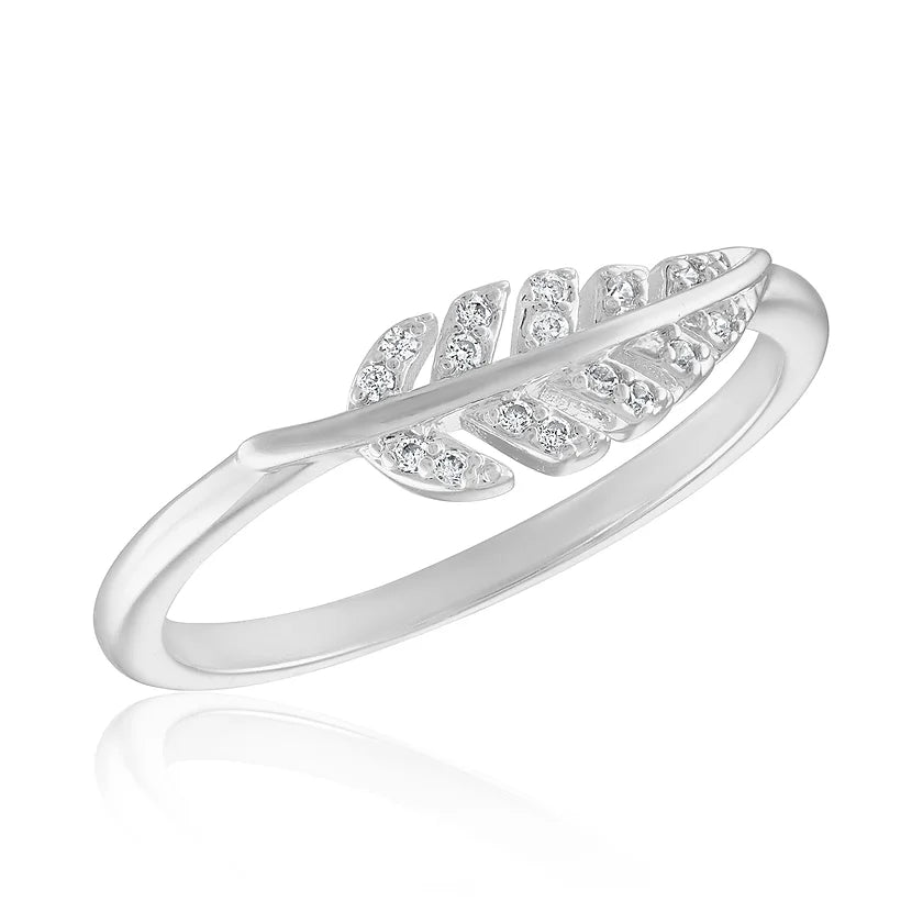 CZ Leaf Stack Ring