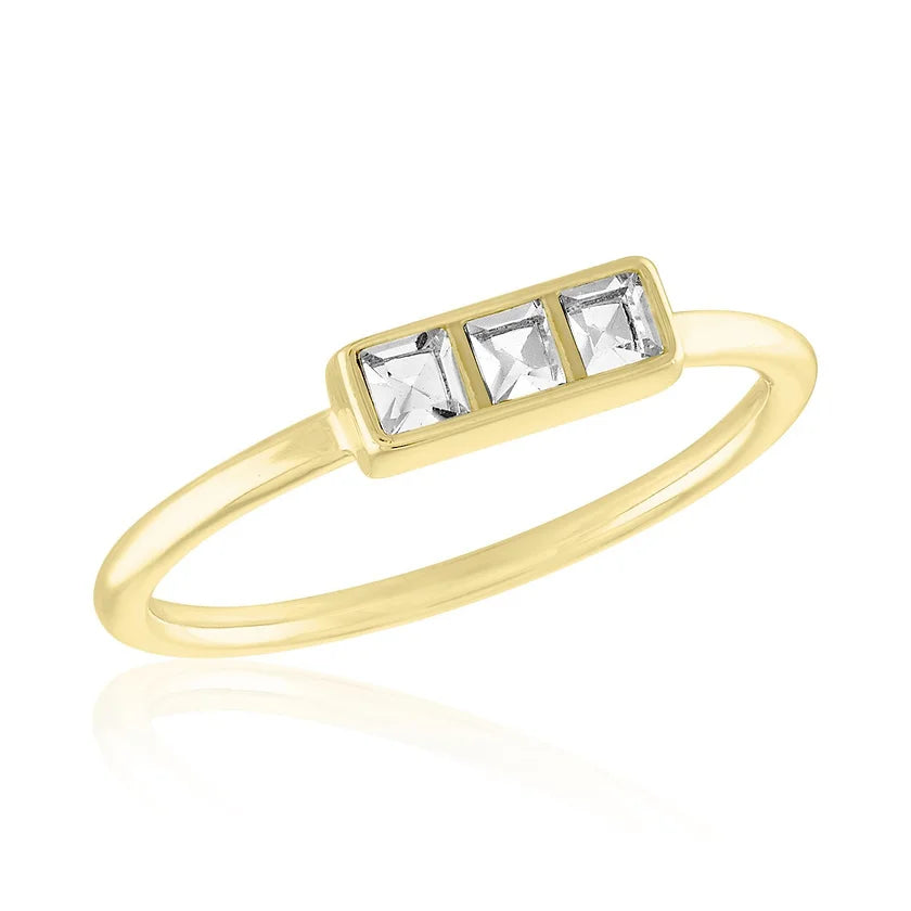 CZ Triple Square Gold Layers Ring