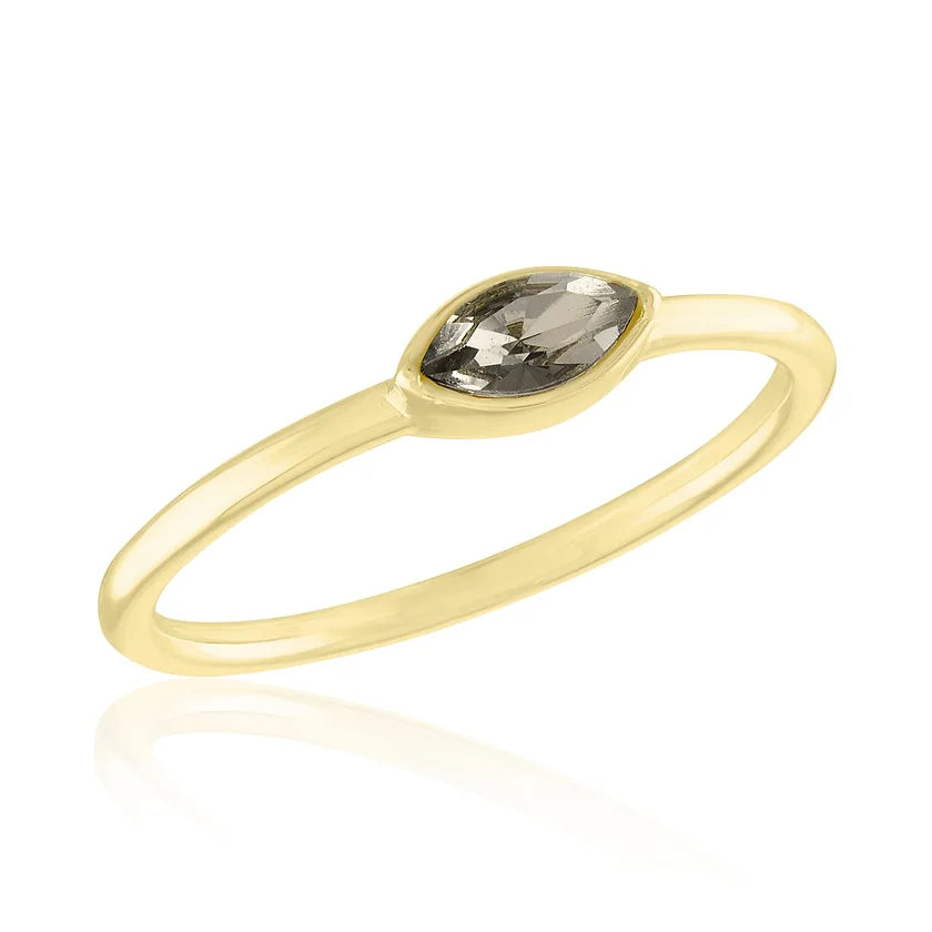 Black Diamond Marquise Gold Layers Ring